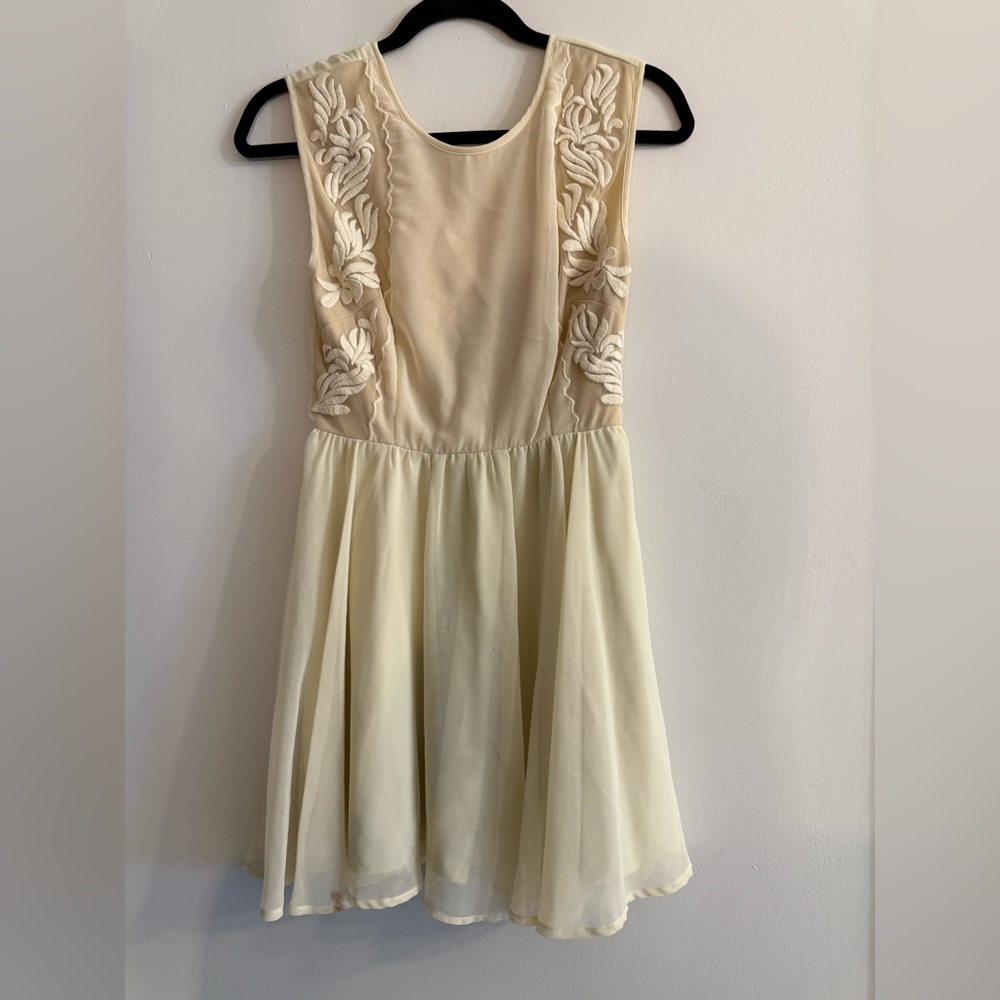 Pins & Needles Cream Ruffled Tiered Sundress